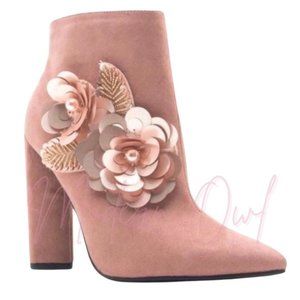 💥💥SUEDE EMBROIDERED ANKLE BOOTIES